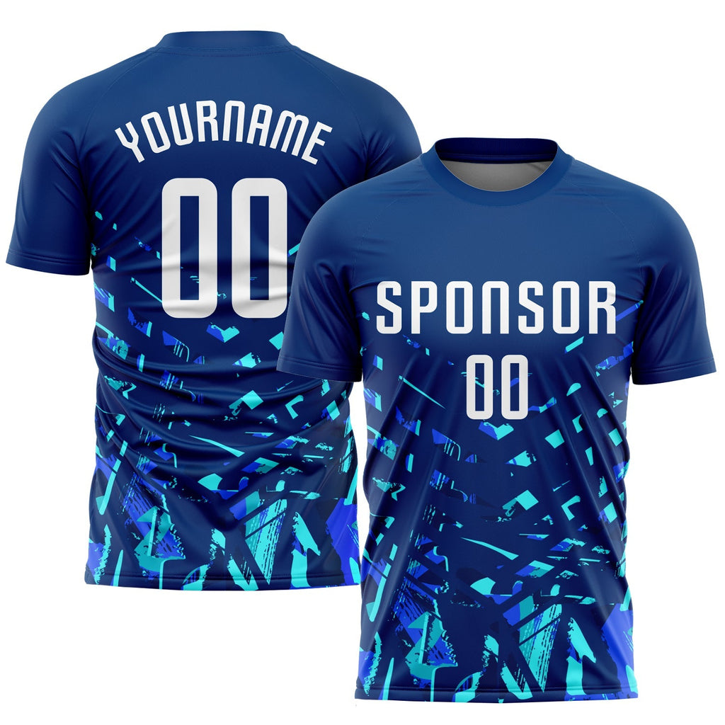 Custom Soccer Jersey - Royal White-Lakes Blue Sublimation product image 1