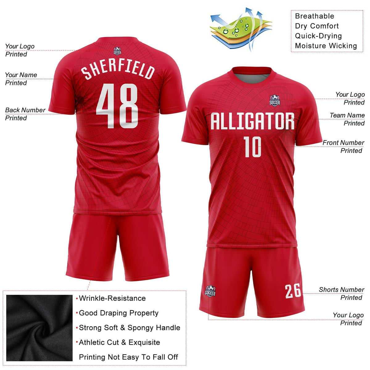 Custom Soccer Jersey - Red White Sublimation Uniform product image 4