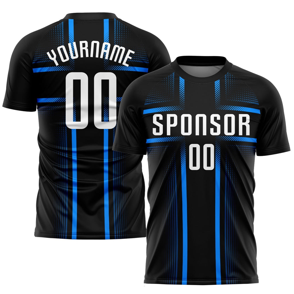 Custom Soccer Jersey - Black White-Light Blue Sublimation product image 1
