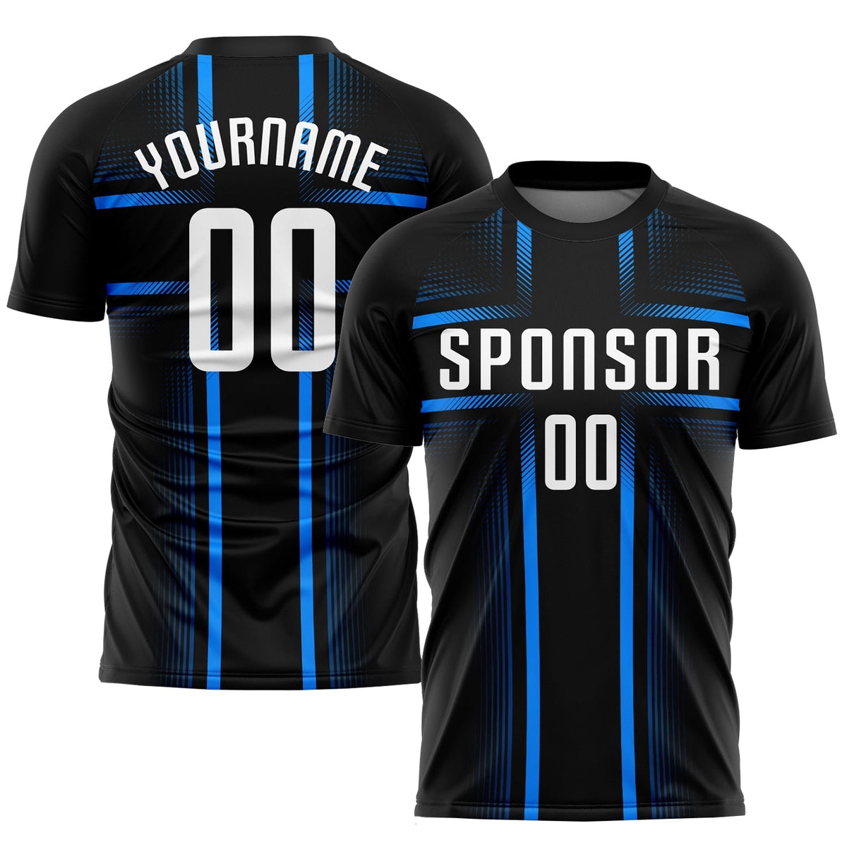 Custom Soccer Jersey - Black White-Light Blue Sublimation product image 1