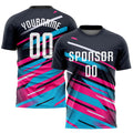 Custom Soccer Jersey - Navy White Pink-Light Blue product image 1