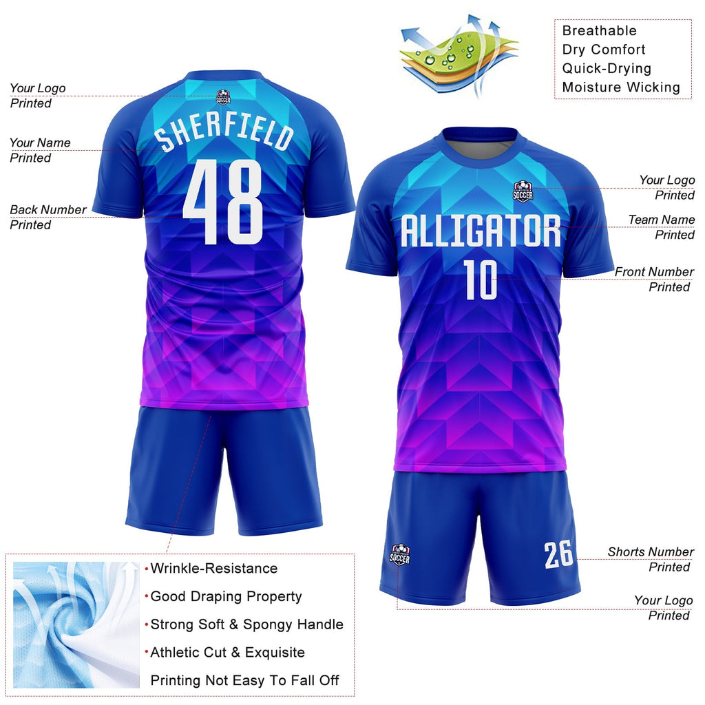 Custom Soccer Jersey - Royal White Light Blue-Hot Pink product image 5