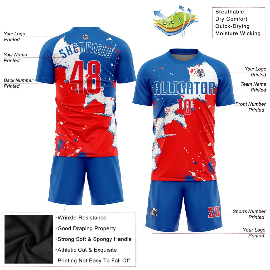 Custom Soccer Jersey - Royal Red-White Sublimation Uniform product image 5