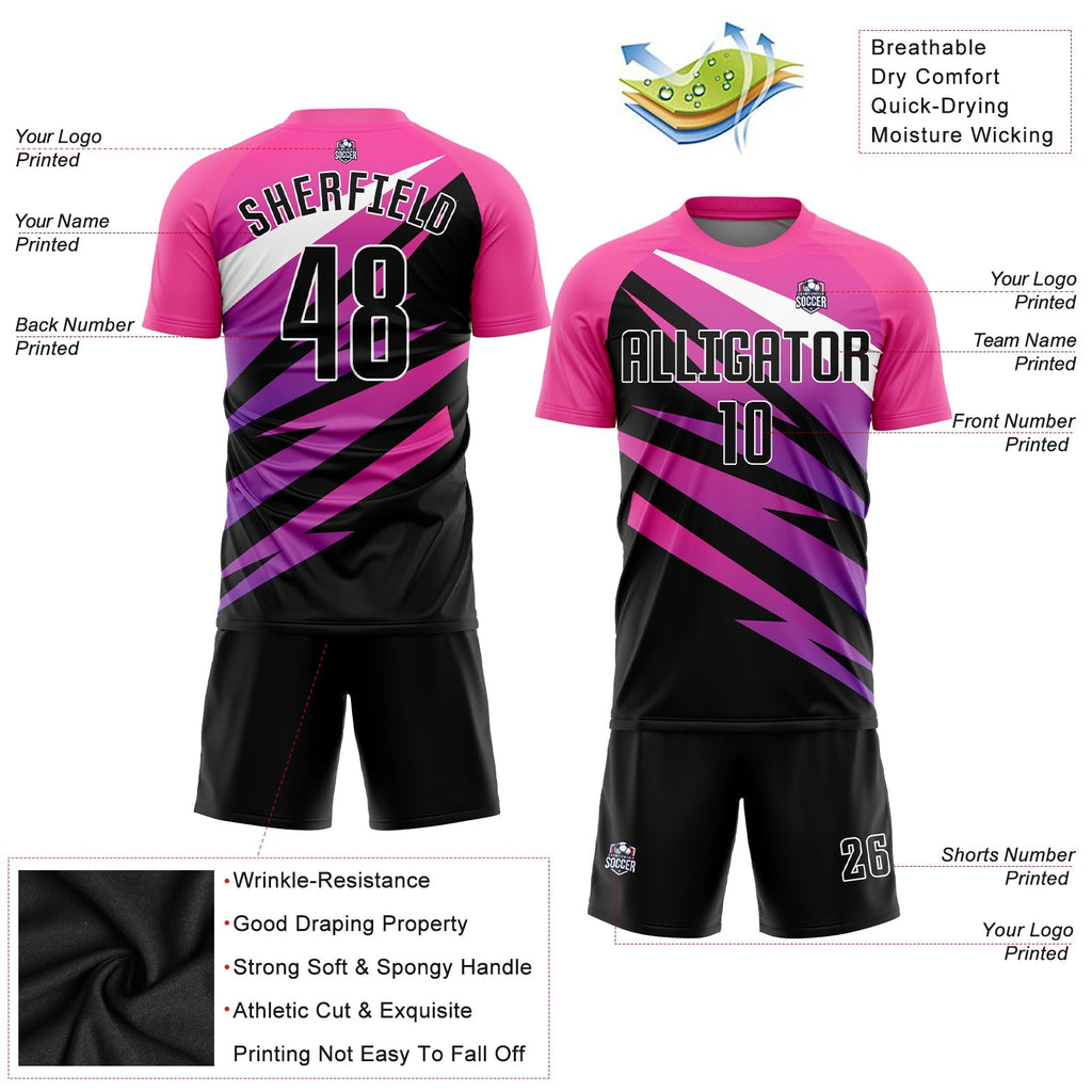 Custom Soccer Jersey - Pink Black-White Sublimation Uniform product image 5