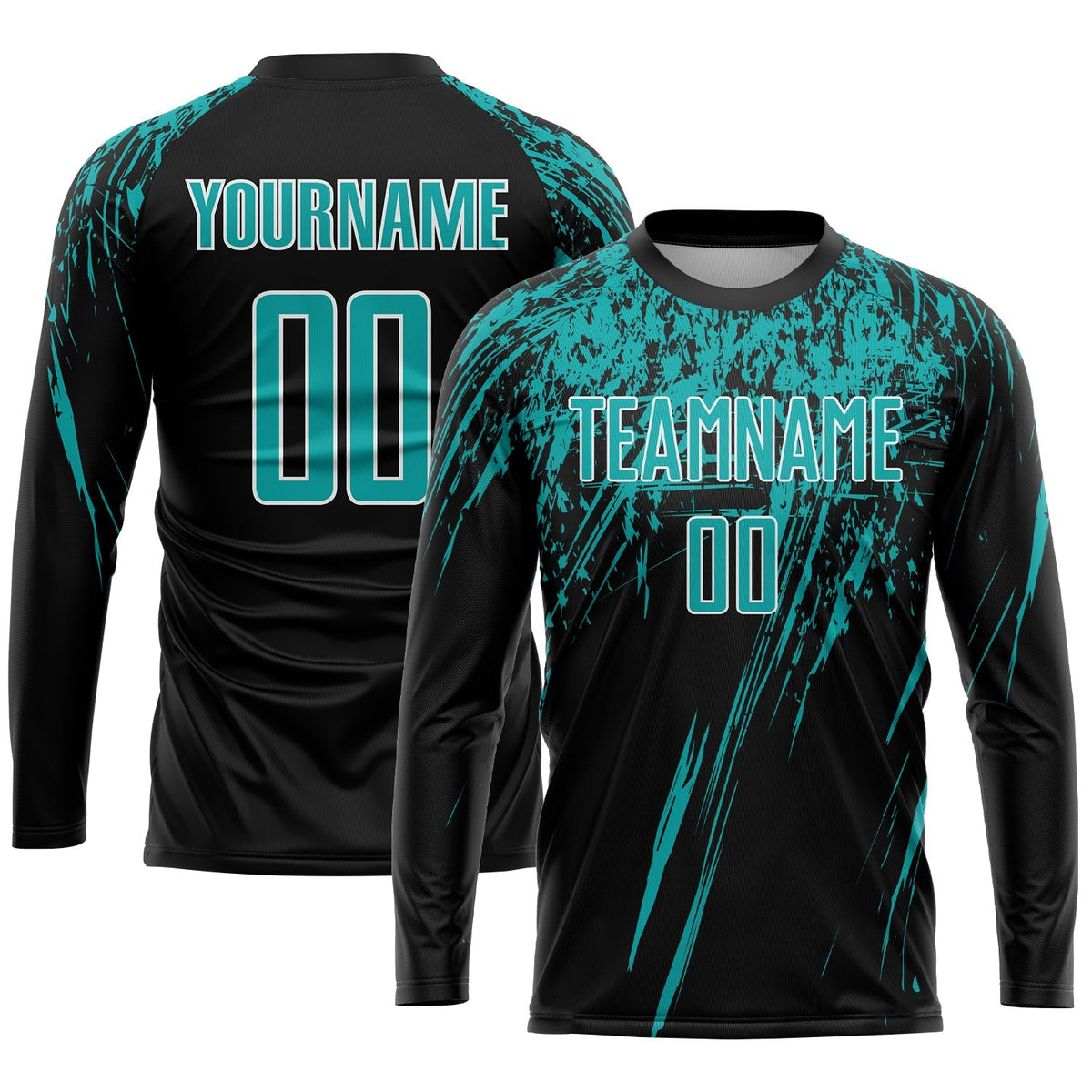 Custom Soccer Jersey - Black Aqua-White Sublimation Uniform product image 3