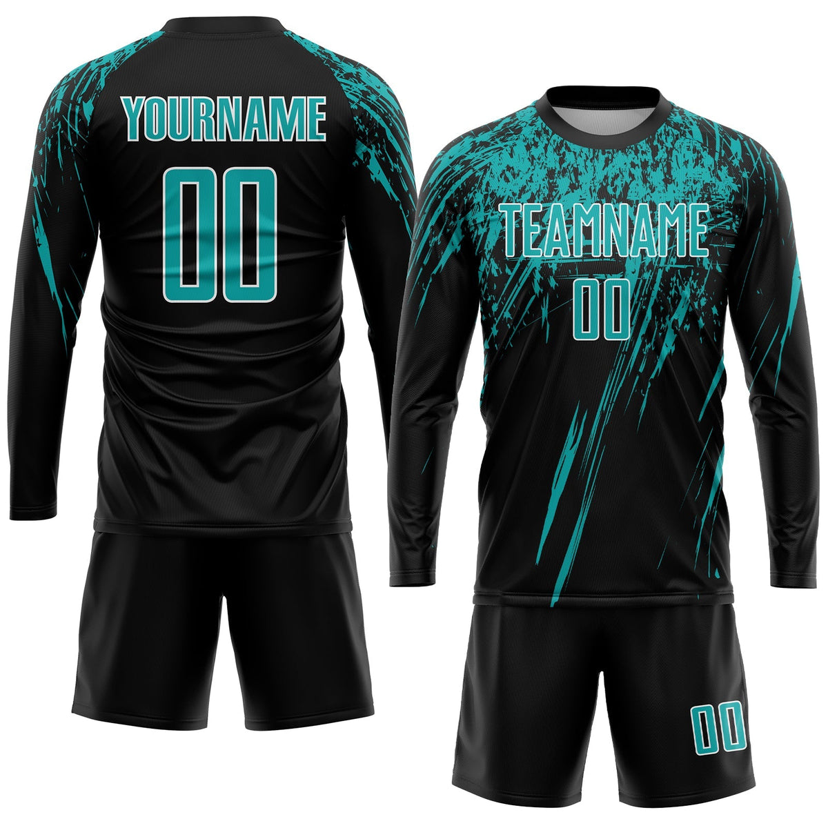 Custom Soccer Jersey - Black Aqua-White Sublimation Uniform product image 4