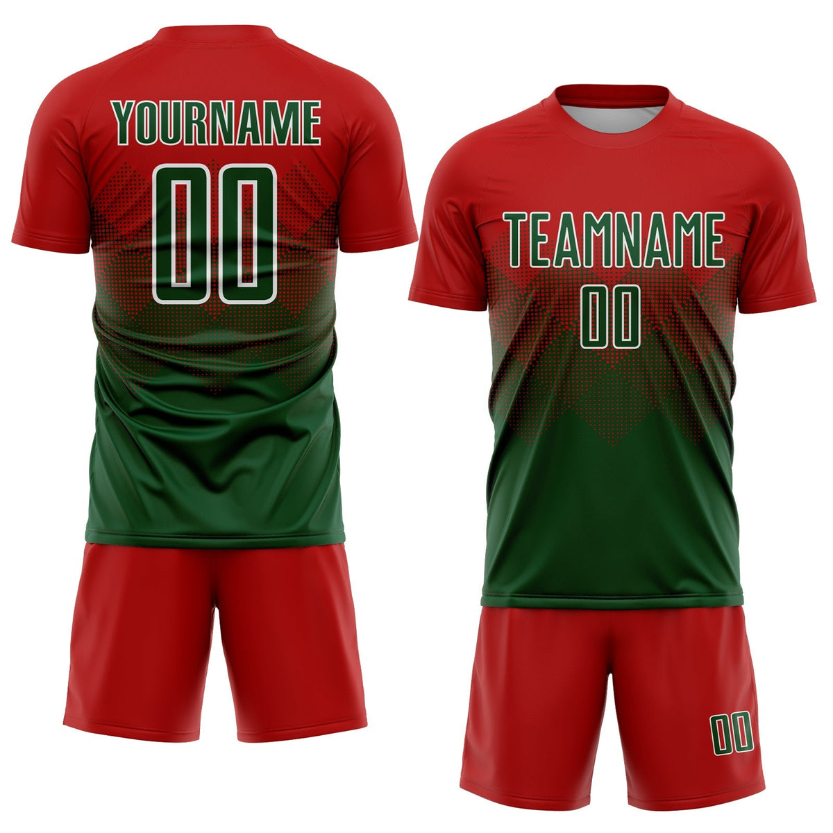 Custom Soccer Jersey - Red Green-White Sublimation Uniform product image 2