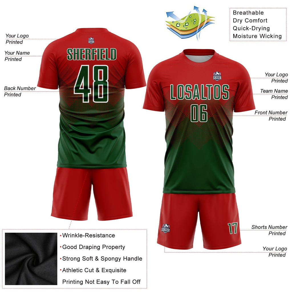 Custom Soccer Jersey - Red Green-White Sublimation Uniform product image 3