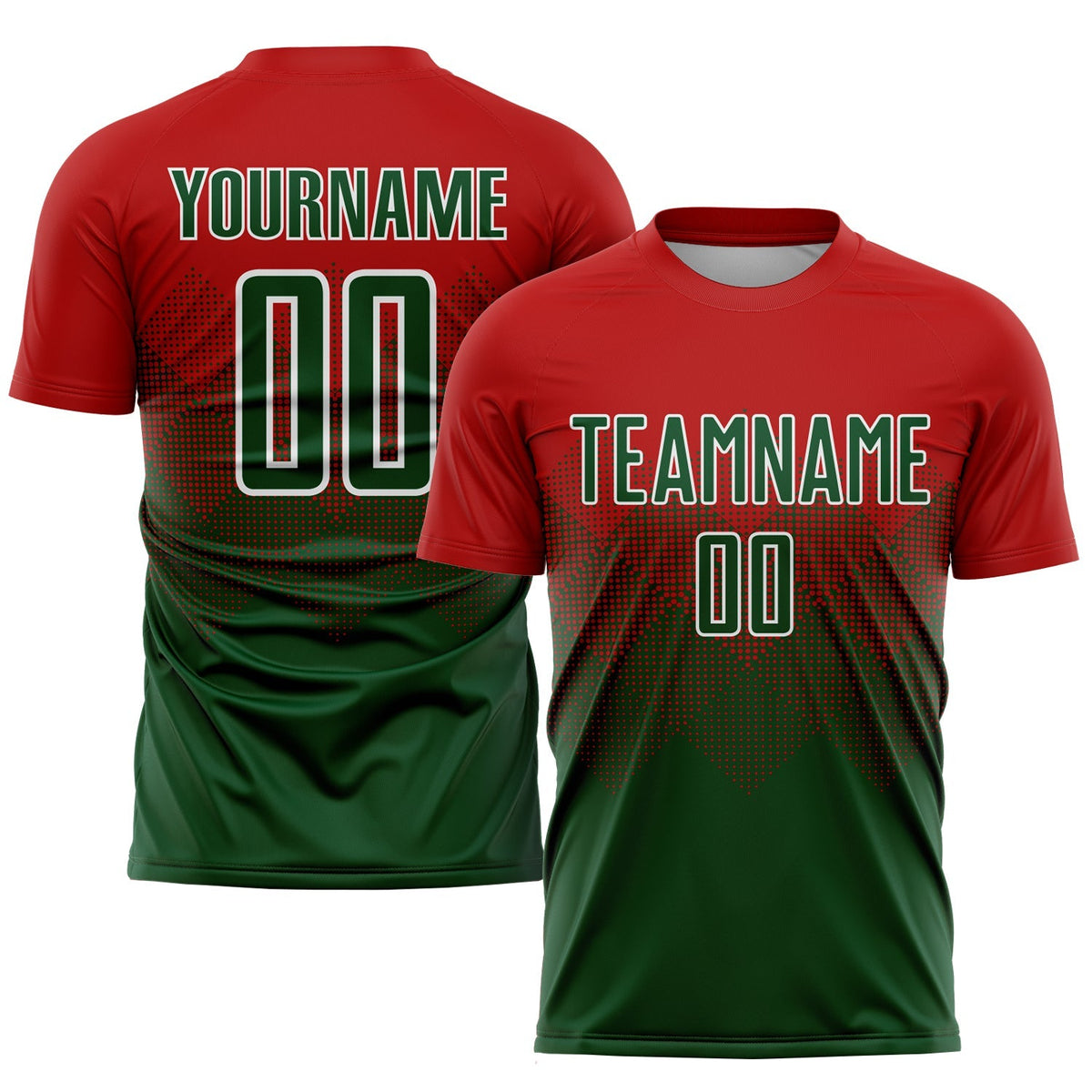 Custom Soccer Jersey - Red Green-White Sublimation Uniform product image 1