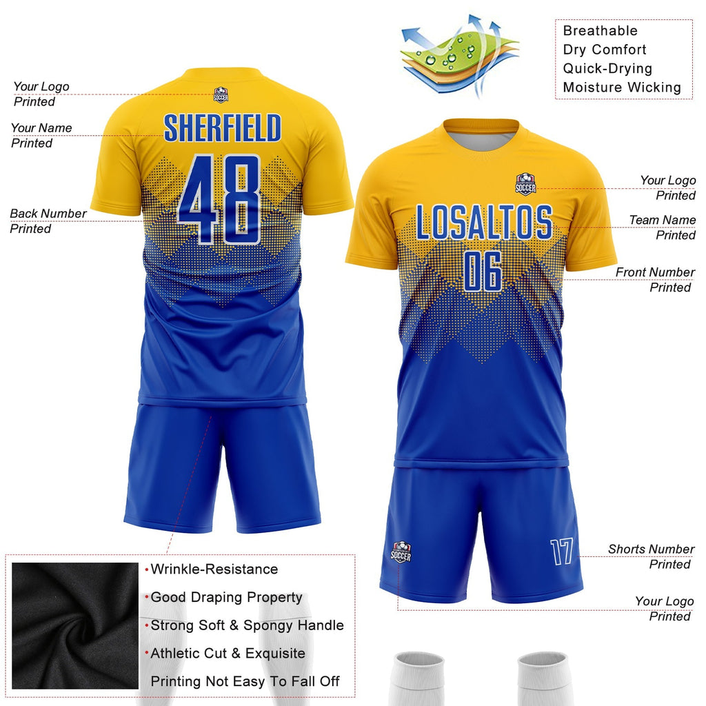Custom Soccer Jersey - Gold Royal-White Sublimation Uniform product image 3