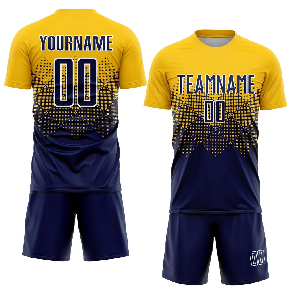 Custom Soccer Jersey - Gold Navy-White Sublimation Uniform product image 2