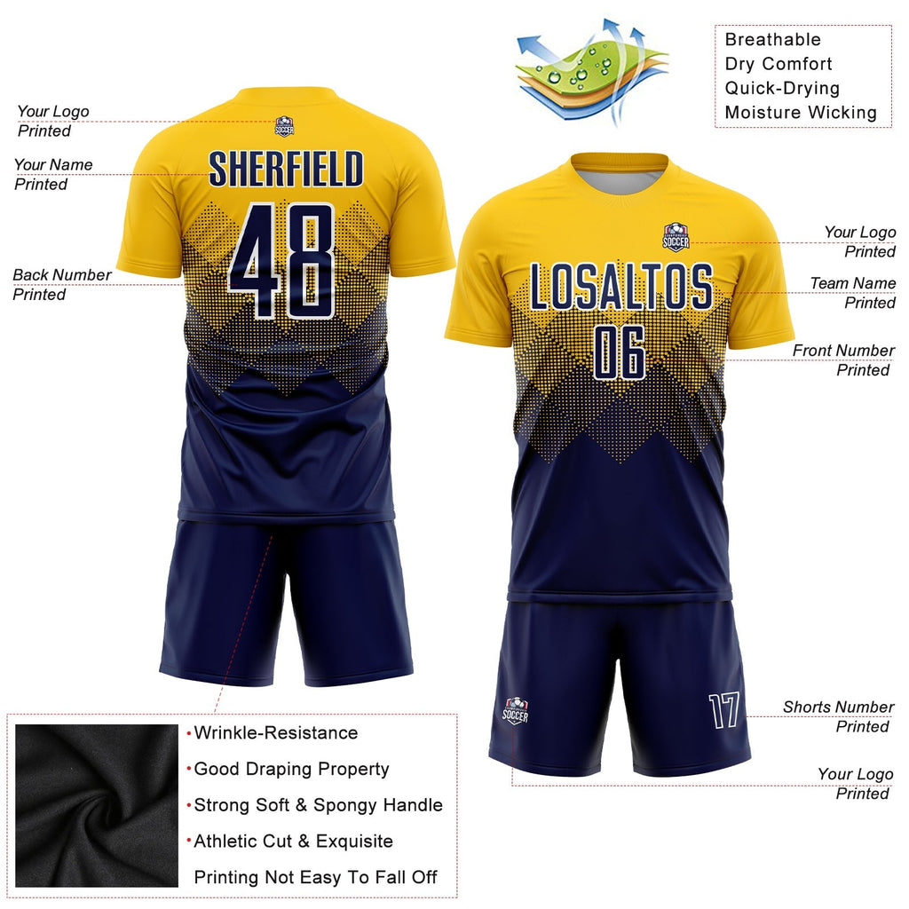 Custom Soccer Jersey - Gold Navy-White Sublimation Uniform product image 3