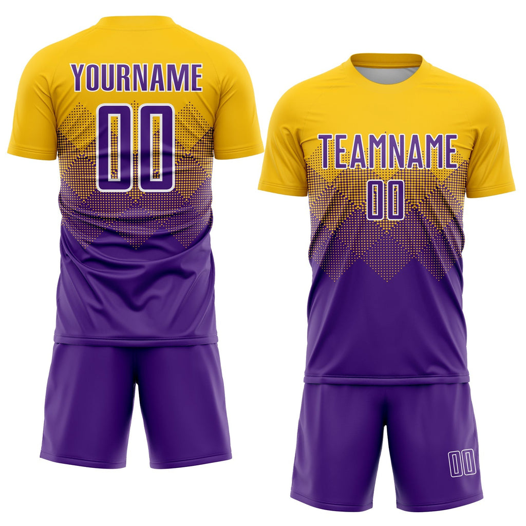Custom Soccer Jersey - Gold Purple-White Sublimation Uniform product image 2