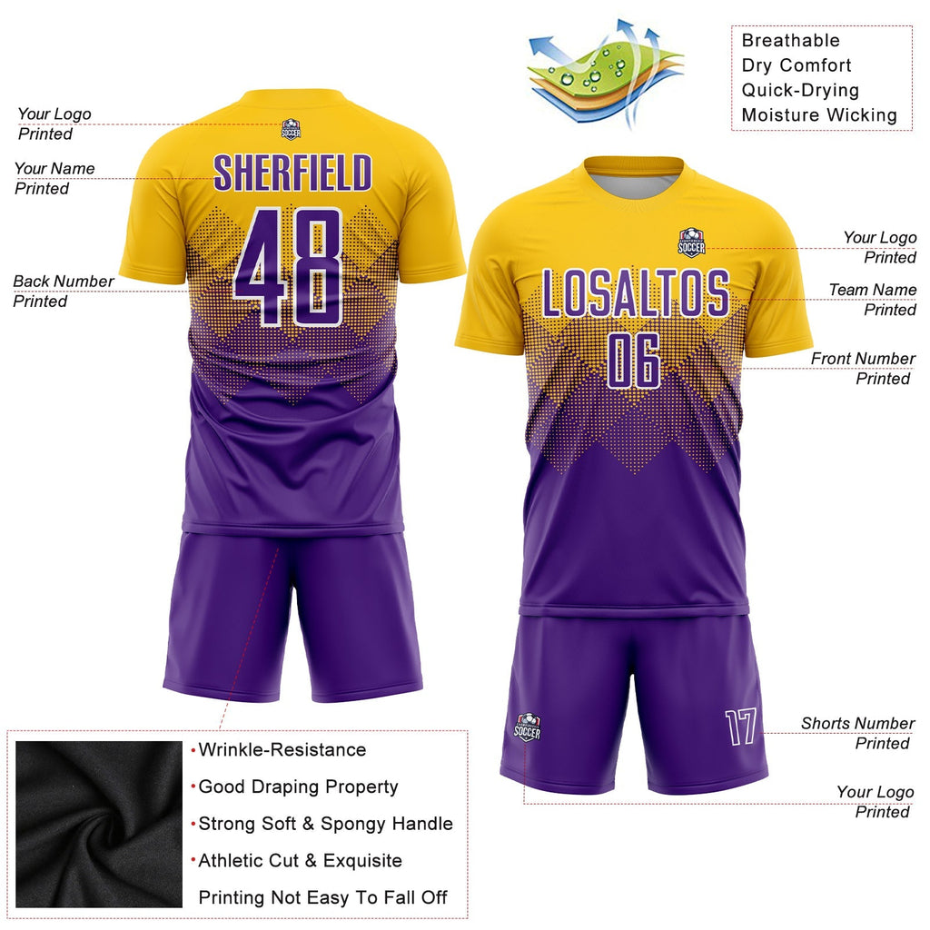 Custom Soccer Jersey - Gold Purple-White Sublimation Uniform product image 3