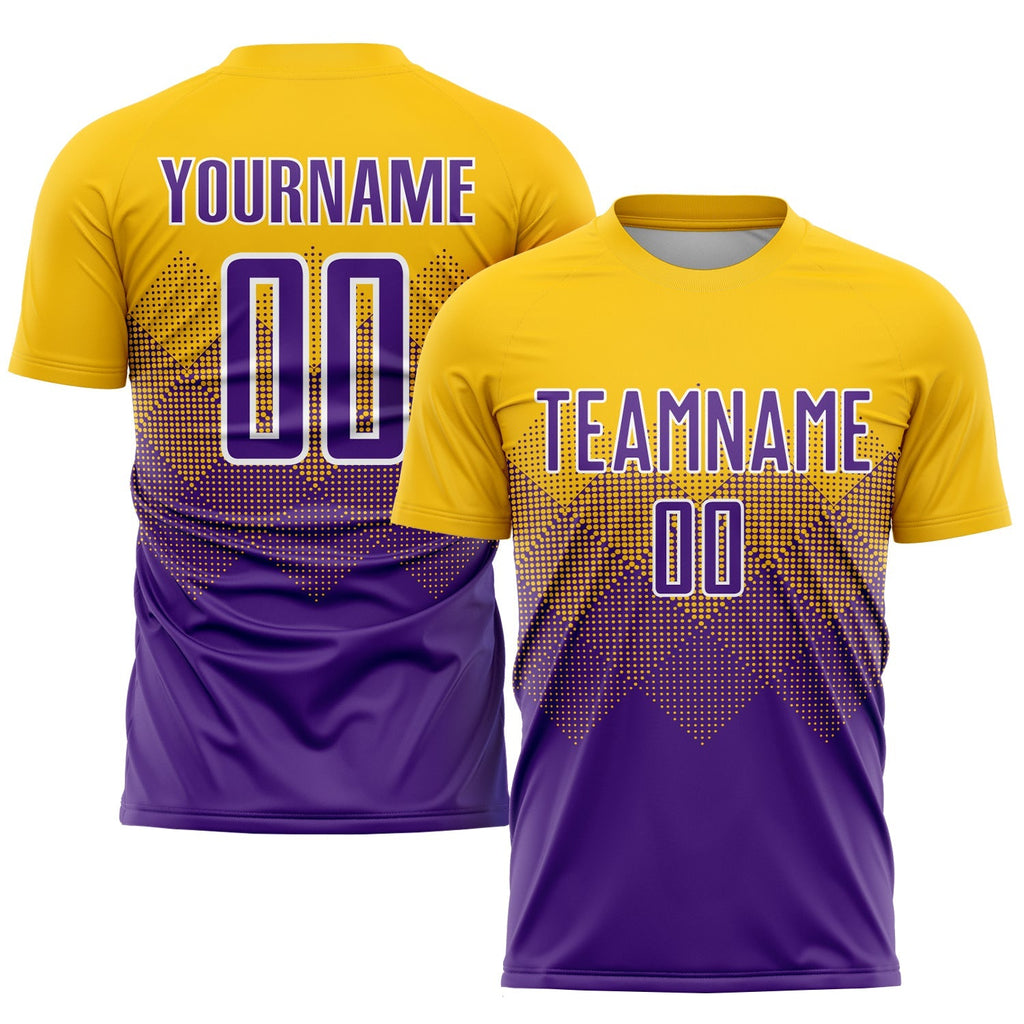 Custom Soccer Jersey - Gold Purple-White Sublimation Uniform product image 1