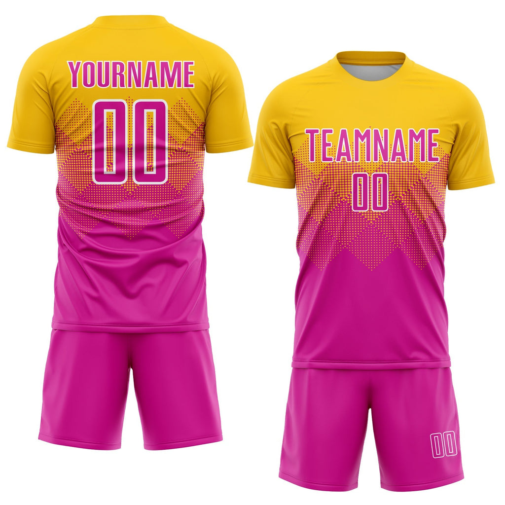 Custom Soccer Jersey - Gold Deep Pink-White Sublimation product image 2