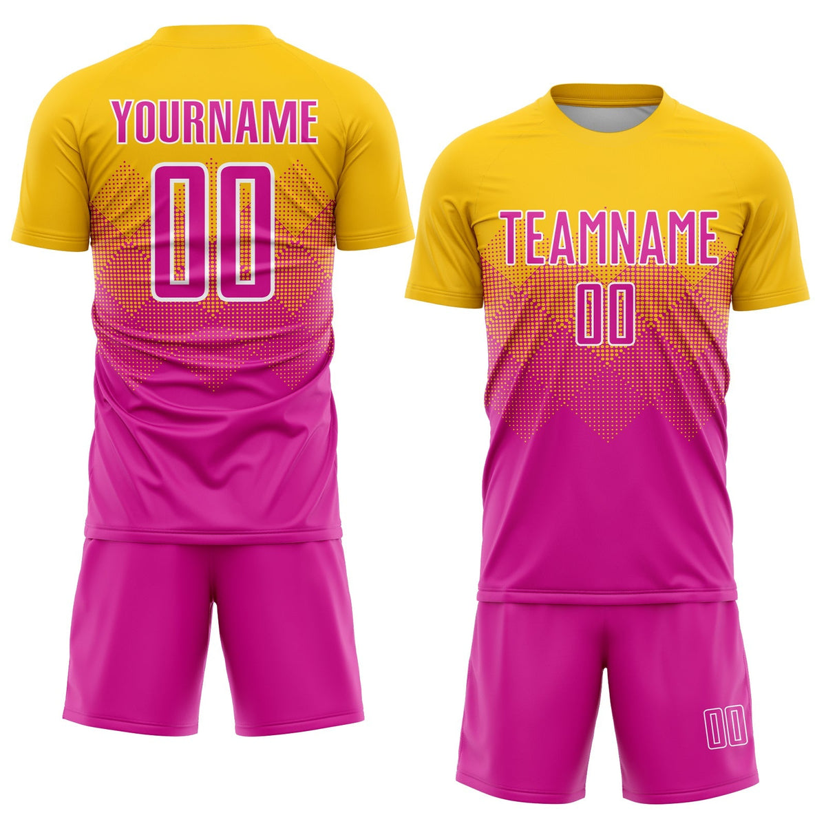 Custom Soccer Jersey - Gold Deep Pink-White Sublimation product image 2
