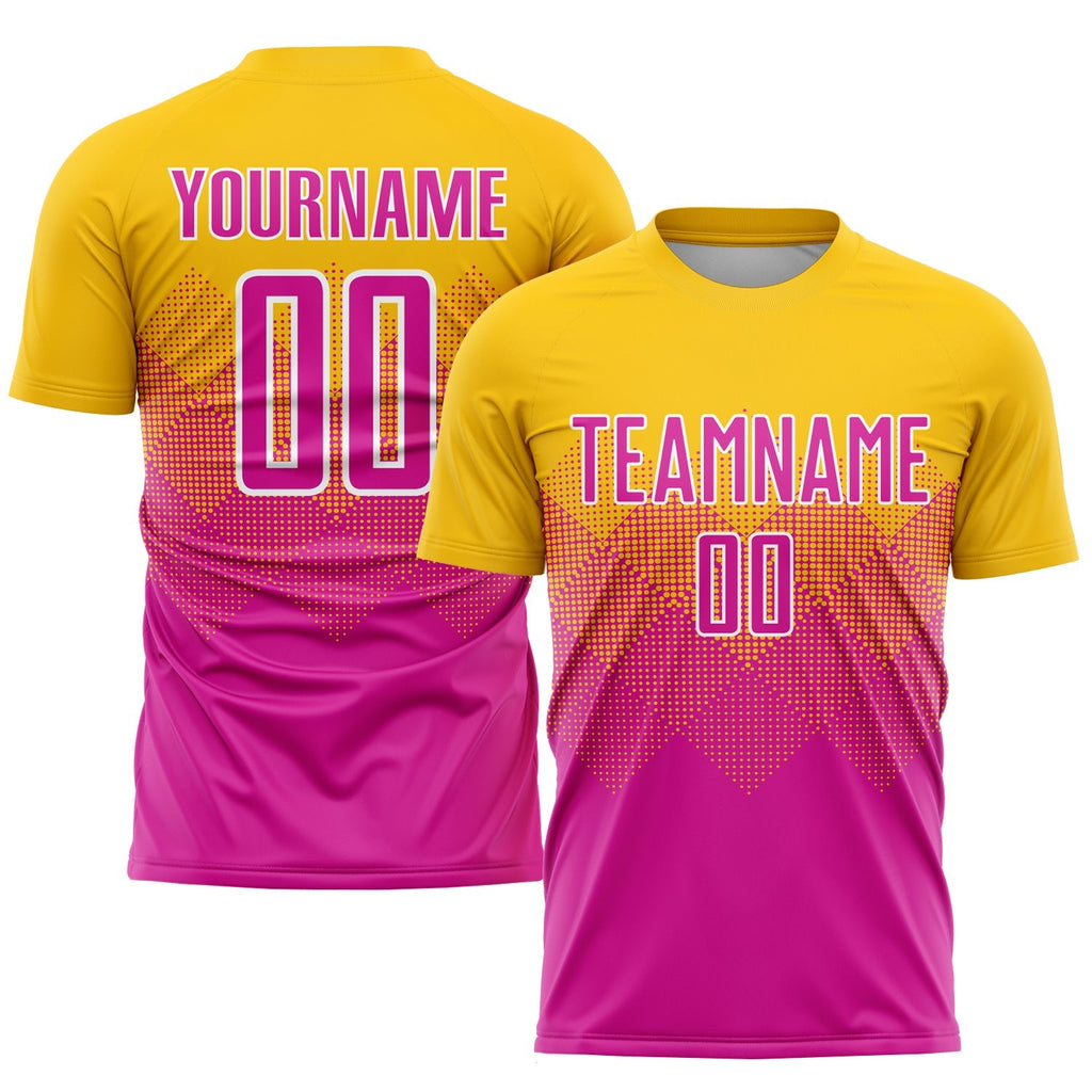 Custom Soccer Jersey - Gold Deep Pink-White Sublimation product image 1