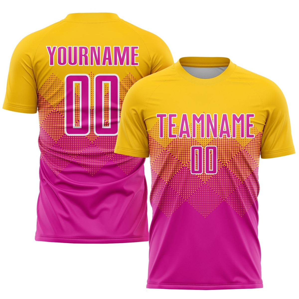 Custom Soccer Jersey - Gold Deep Pink-White Sublimation product image 1