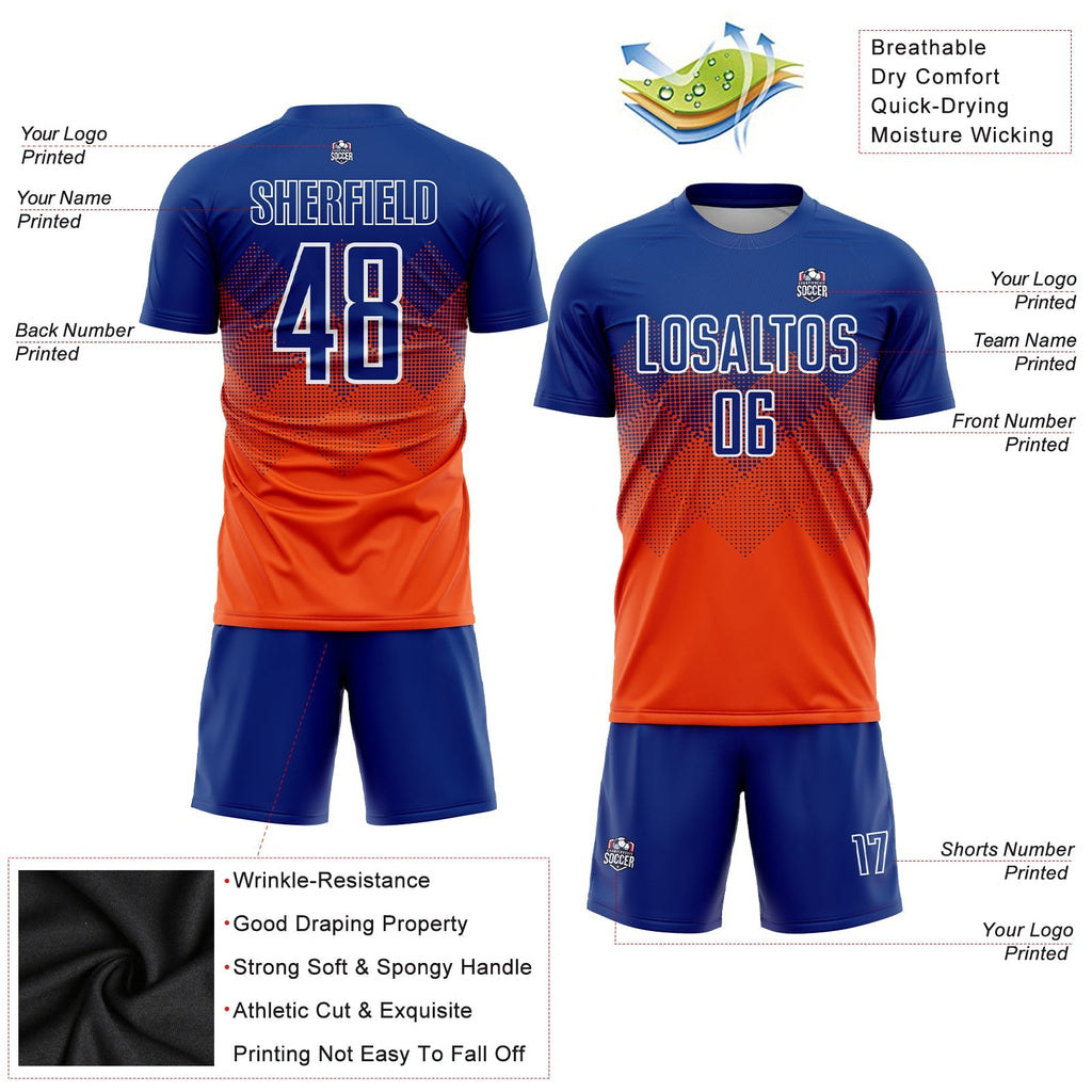 Custom Soccer Jersey - Orange Royal-White Sublimation product image 3
