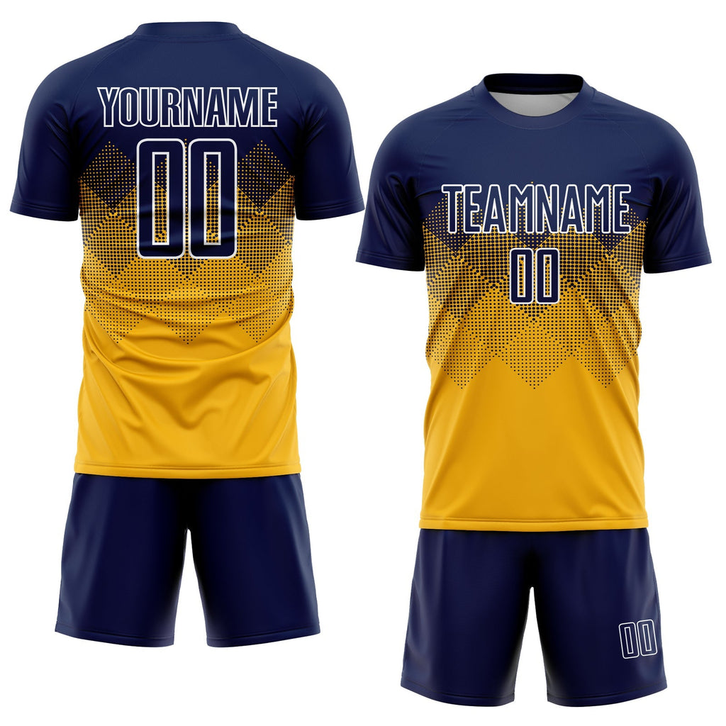 Custom Soccer Jersey - Gold Navy-White Sublimation Uniform product image 2