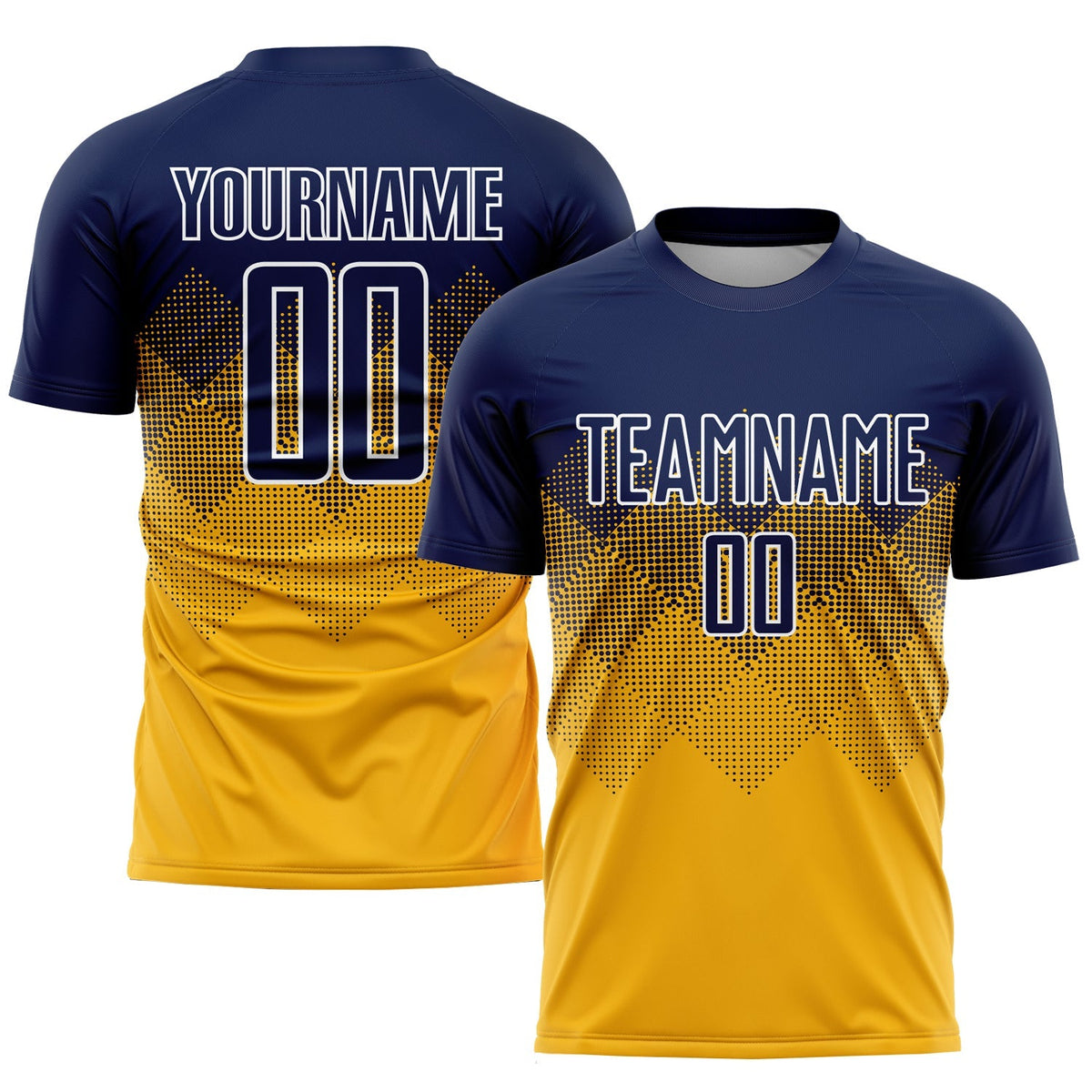 Custom Soccer Jersey - Gold Navy-White Sublimation Uniform product image 1