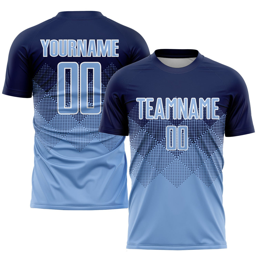 Custom Soccer Jersey - Navy Light Blue-White Sublimation product image 1