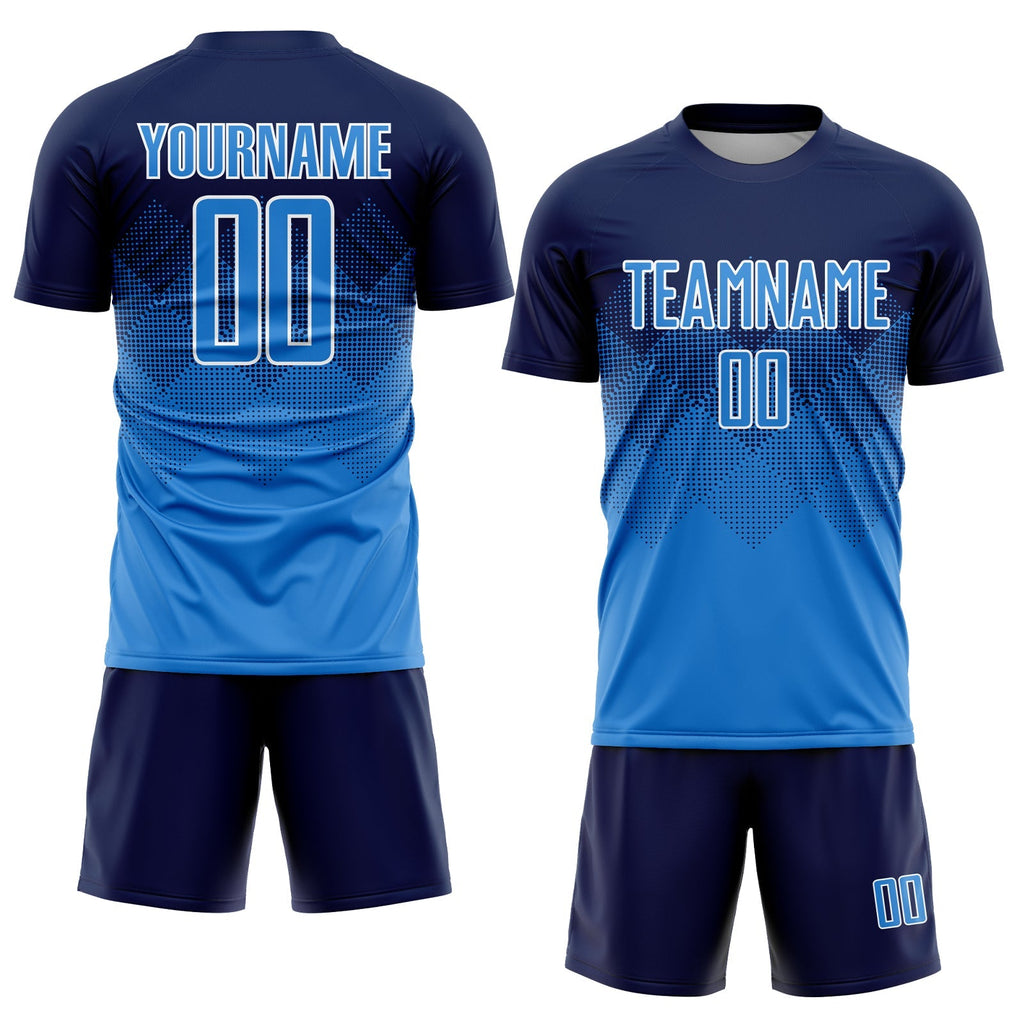 Custom Soccer Jersey - Navy Powder Blue-White Sublimation product image 2