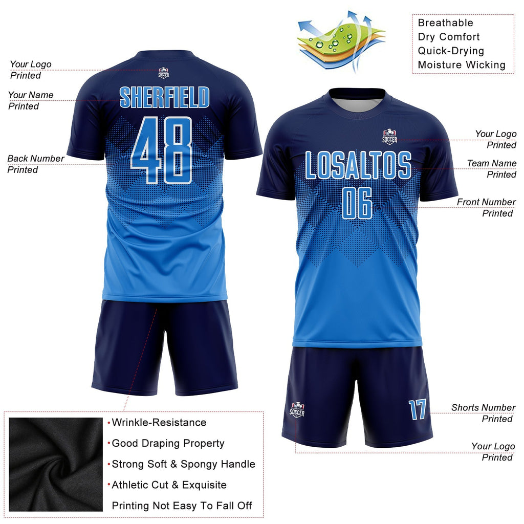 Custom Soccer Jersey - Navy Powder Blue-White Sublimation product image 5
