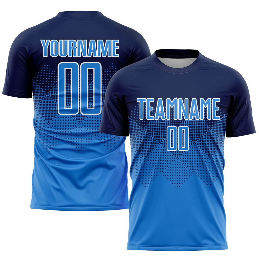 Custom Soccer Jersey - Navy Powder Blue-White Sublimation product image 1