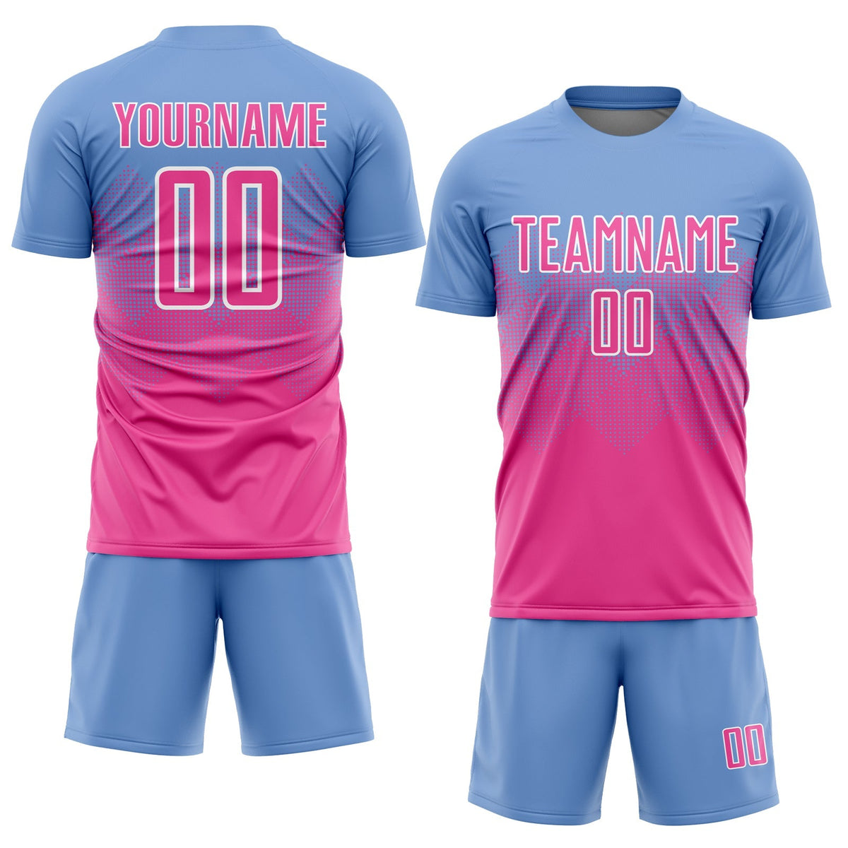 Custom Soccer Jersey - Light Blue Pink-White Sublimation product image 2
