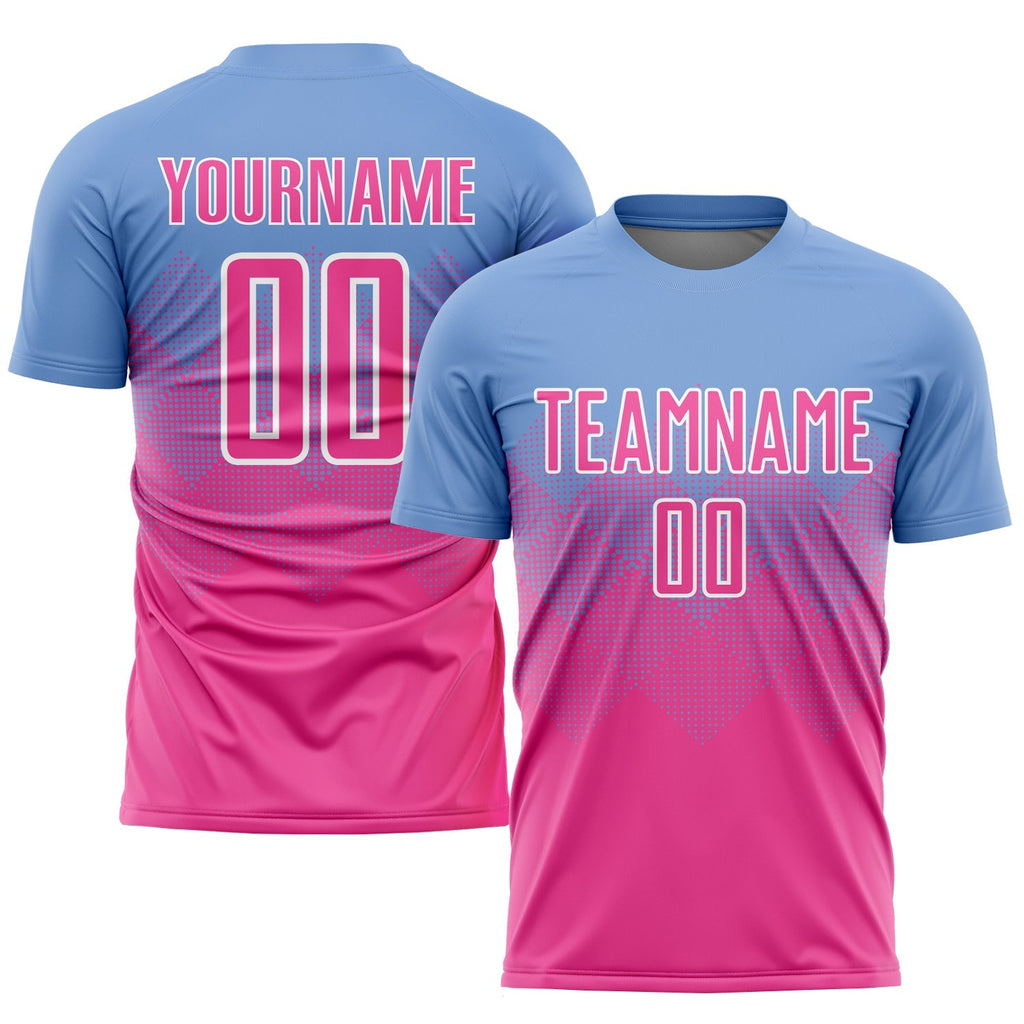 Custom Soccer Jersey - Light Blue Pink-White Sublimation product image 1