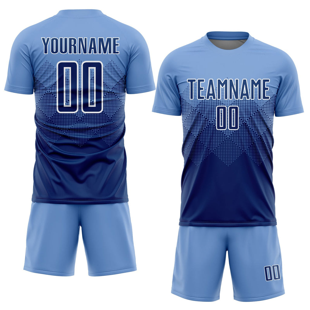 Custom Soccer Jersey - Light Blue Navy-White Sublimation product image 2