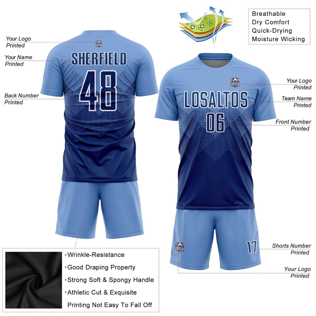 Custom Soccer Jersey - Light Blue Navy-White Sublimation product image 5