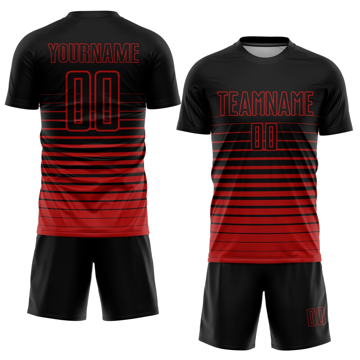 Custom Soccer Jersey - Black Red Pinstripe Fade Fashion product image 2