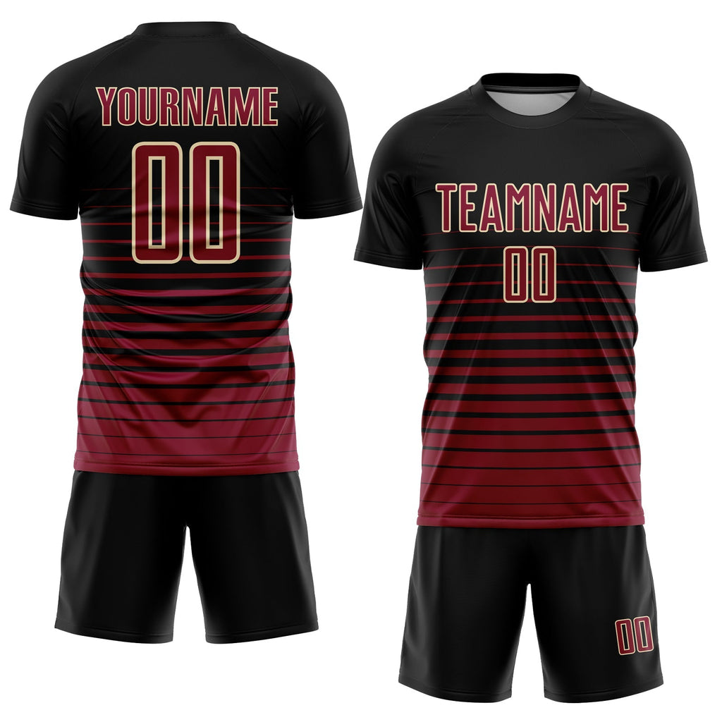 Custom Soccer Jersey - Black Maroon-Cream Pinstripe Fade product image 2