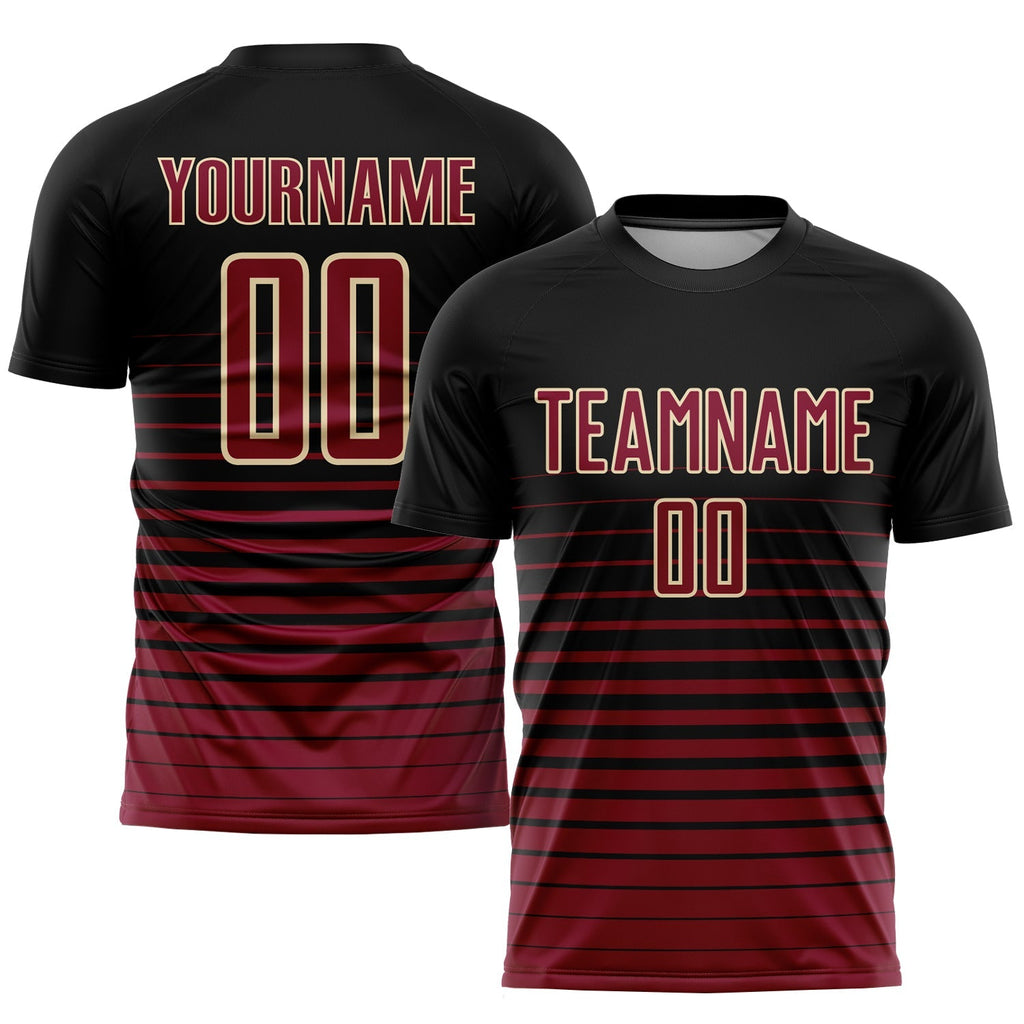Custom Soccer Jersey - Black Maroon-Cream Pinstripe Fade product image 1
