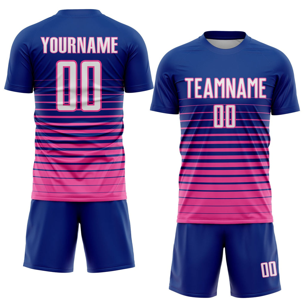 Custom Soccer Jersey - Royal White-Pink Pinstripe Fade product image 2