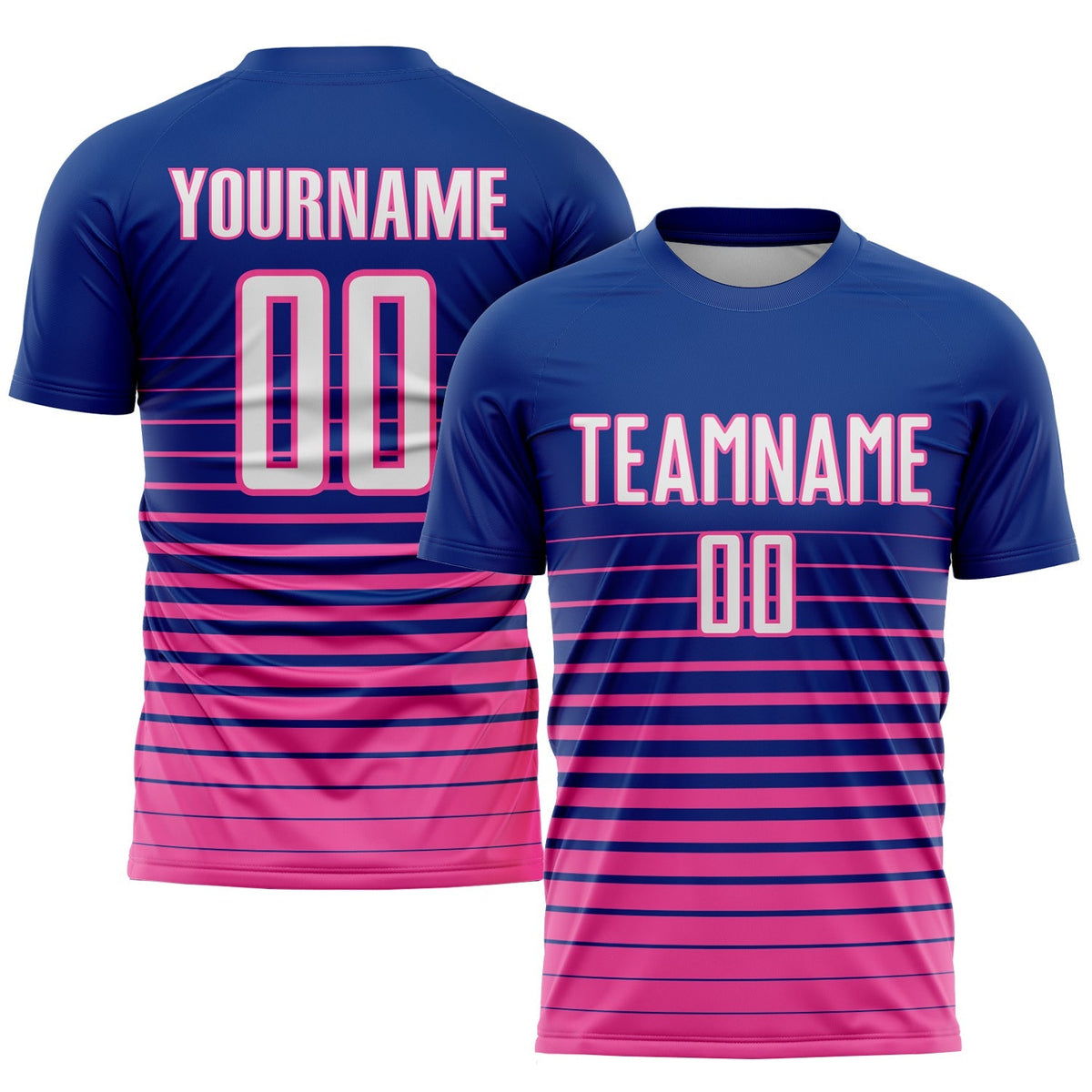 Custom Soccer Jersey - Royal White-Pink Pinstripe Fade product image 1