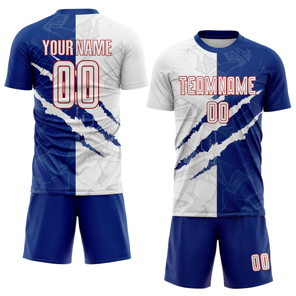 Custom Soccer Jersey - Graffiti Pattern White Royal-Red product image 2