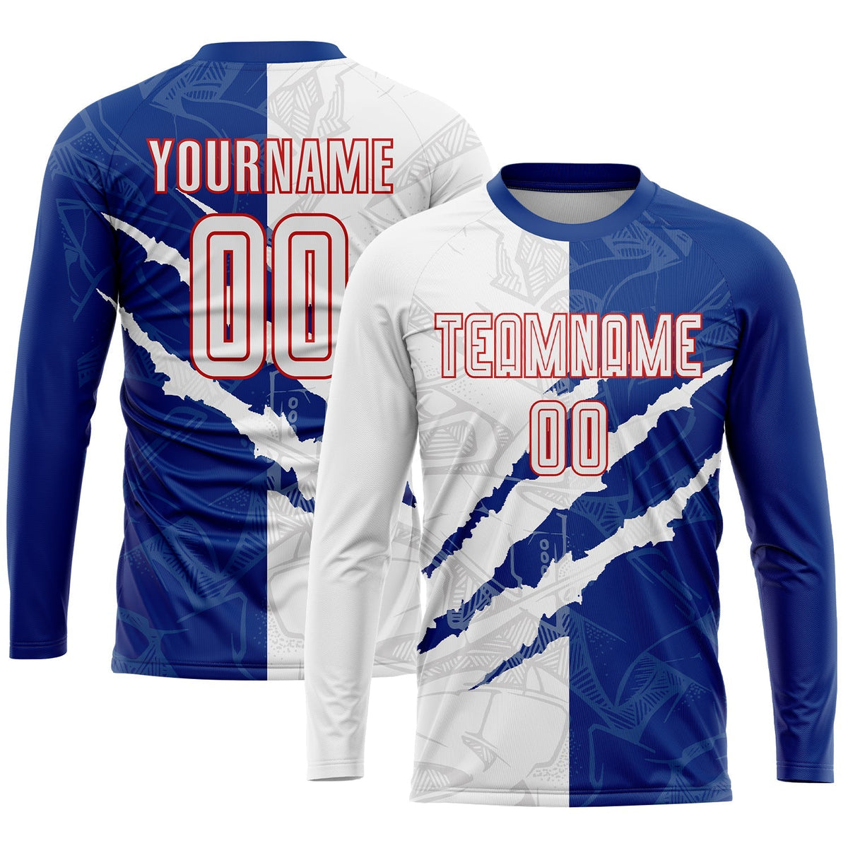 Custom Soccer Jersey - Graffiti Pattern White Royal-Red product image 3