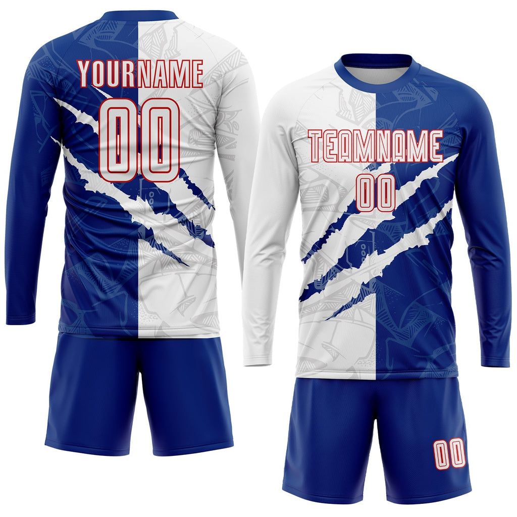 Custom Soccer Jersey - Graffiti Pattern White Royal-Red product image 4