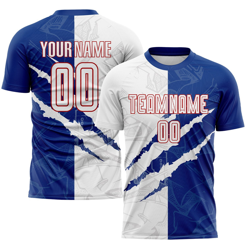 Custom Soccer Jersey - Graffiti Pattern White Royal-Red product image 1