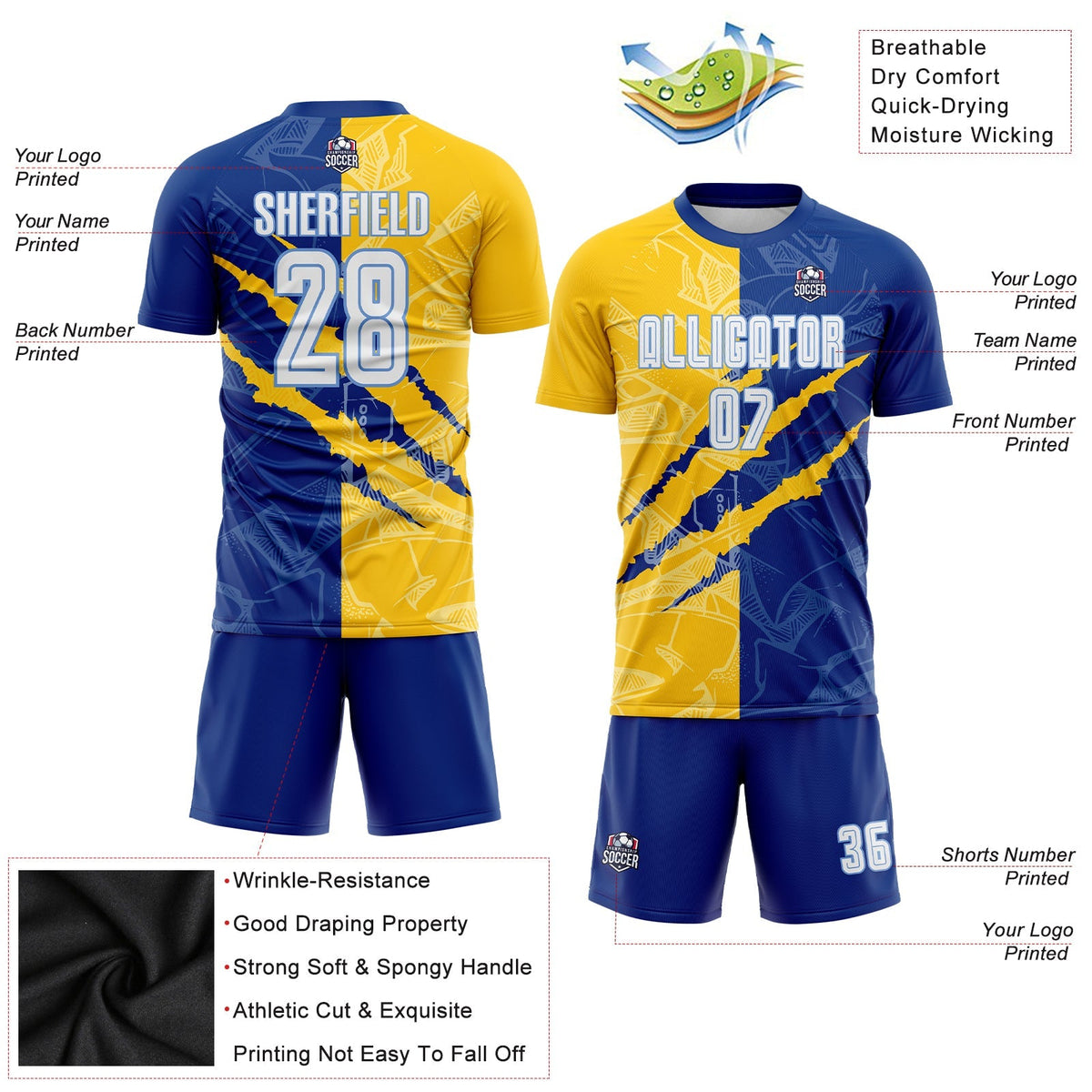 Custom Soccer Jersey - Graffiti Pattern White Royal product image 3
