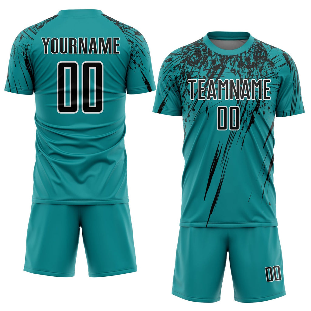 Custom Soccer Jersey - Teal Black-White Sublimation Uniform product image 2