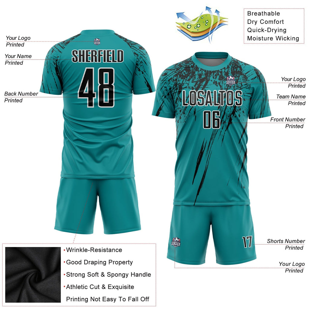 Custom Soccer Jersey - Teal Black-White Sublimation Uniform product image 3