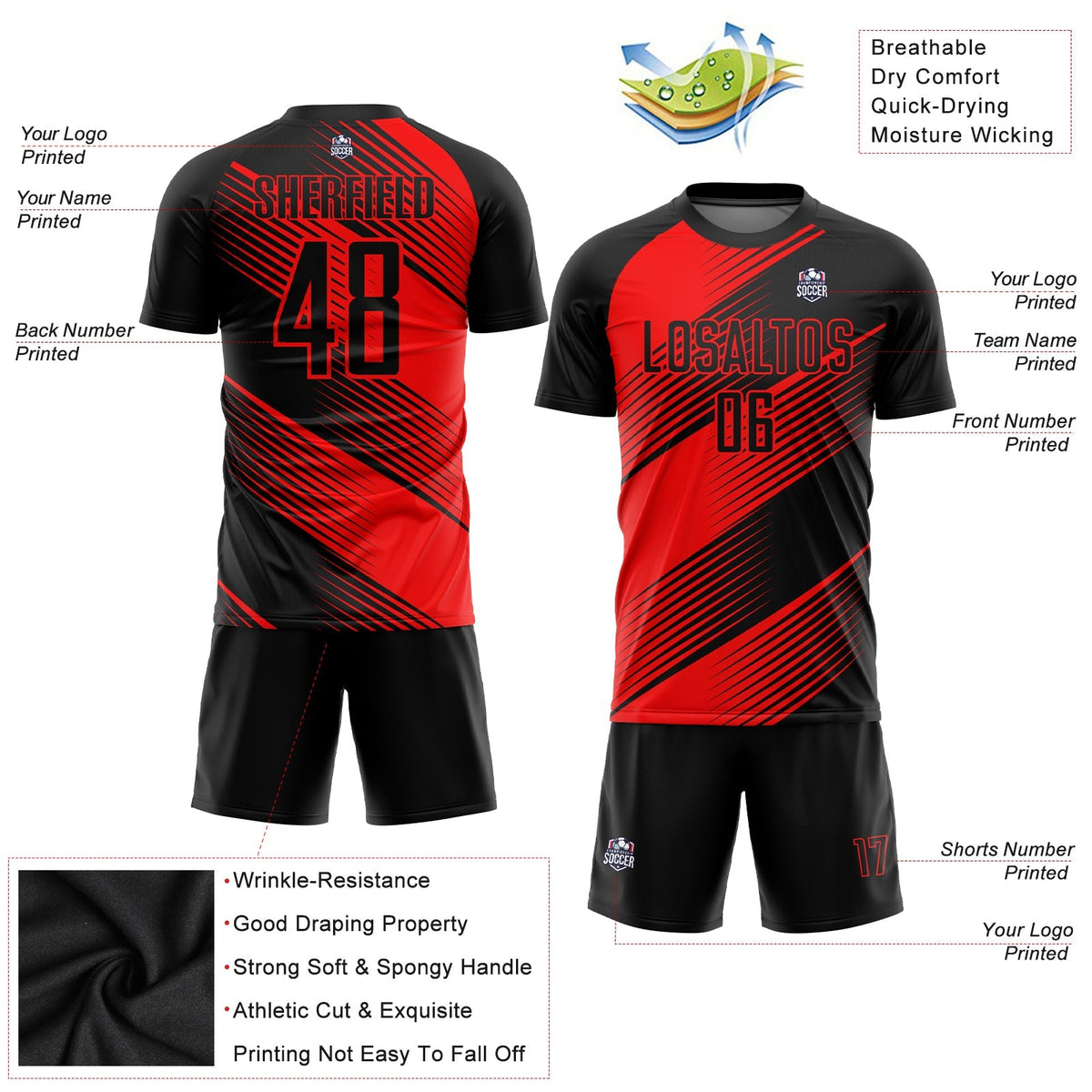 Custom Soccer Jersey - Red Black Sublimation Uniform product image 3
