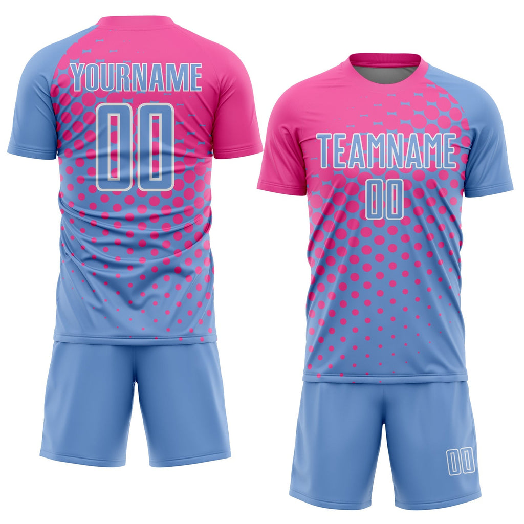 Custom Soccer Jersey - Light Blue Pink-White Sublimation product image 2