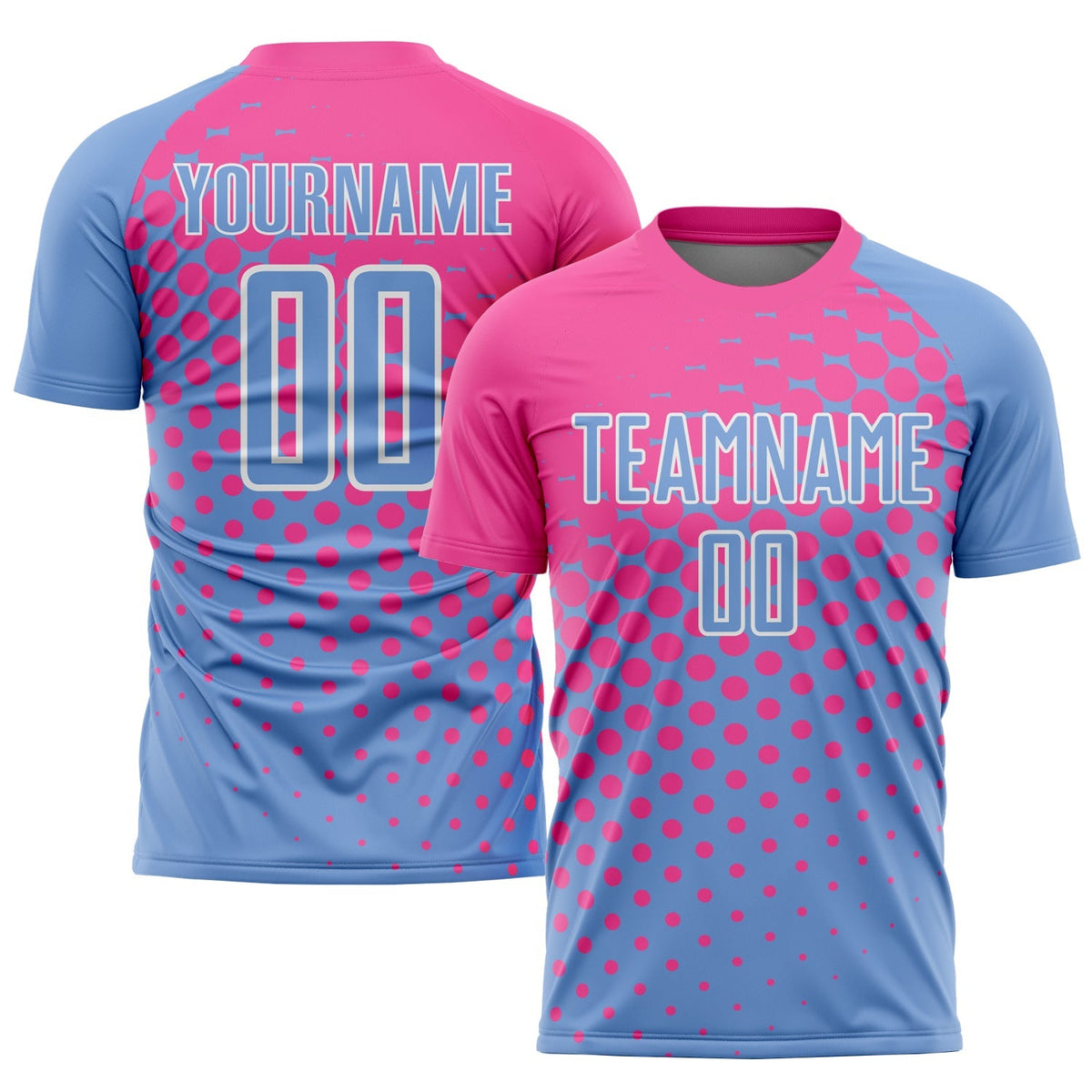 Custom Soccer Jersey - Light Blue Pink-White Sublimation product image 1
