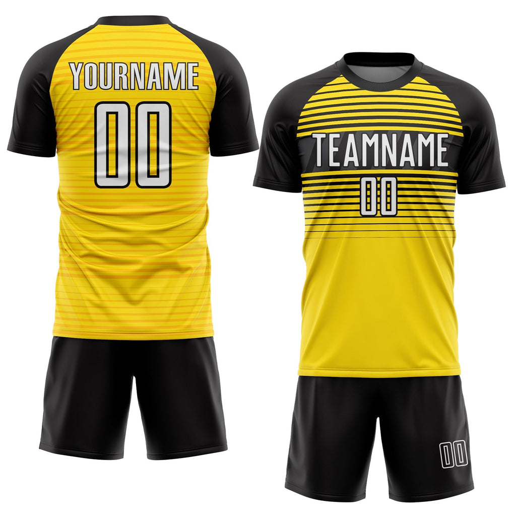 Custom Soccer Jersey - Yellow White-Black Sublimation product image 2